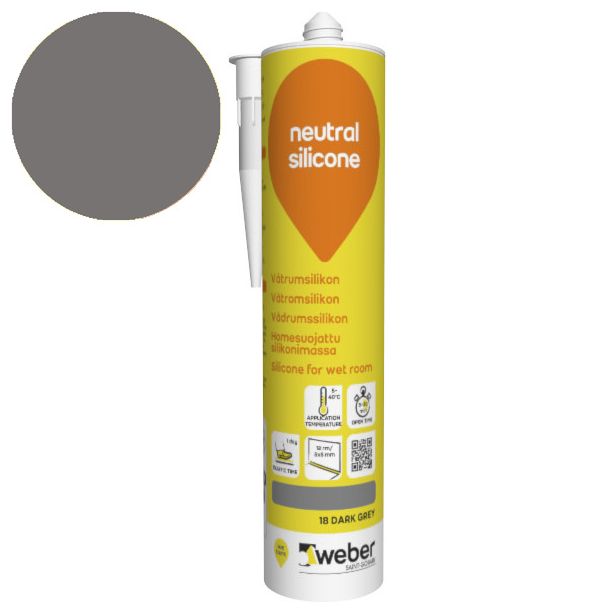 Silikonimassa Weber Neutral Silicone, 18 Dark grey, 310 ml