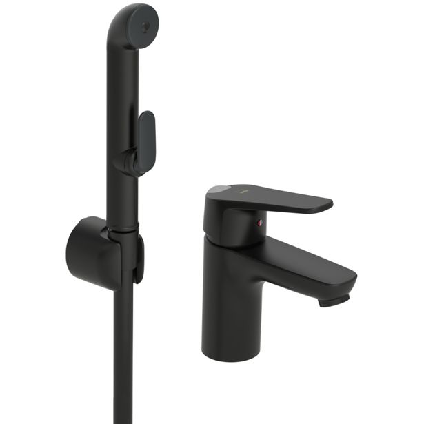 Pesuallashana Oras Vega 1812FG-33, bideesuihkulla, joustavat kytkentäputket, mattamusta, Verkkokaupan poistotuote