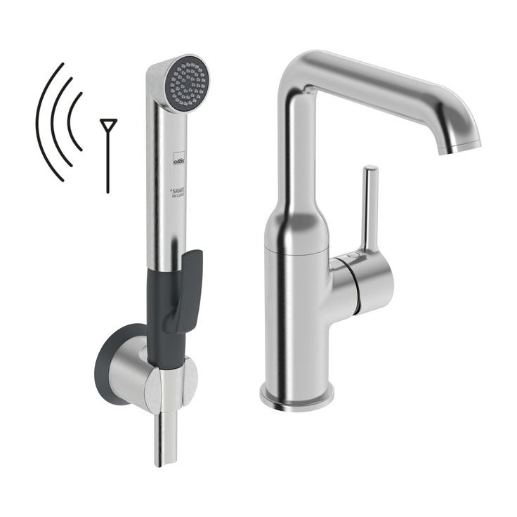 Pesuallashana Oras Optima Style 2615FH Smart Bidetta -käsisuihkulla, 3V, Bluetooth, korkea, harjattu teräs