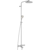 Sadesuihkusetti Oras Optima Style 7193N-80, termostaattihanalla, suihkupää ⌀250mm, vettä säästävä, juoksuputkella, harjattu teräs