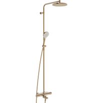 Sadesuihkusetti Oras Optima Style 7193N-81, termostaattihanalla, juoksuputkella, vettä säästävä, suihkupää ⌀250mm, harjattu pronssi