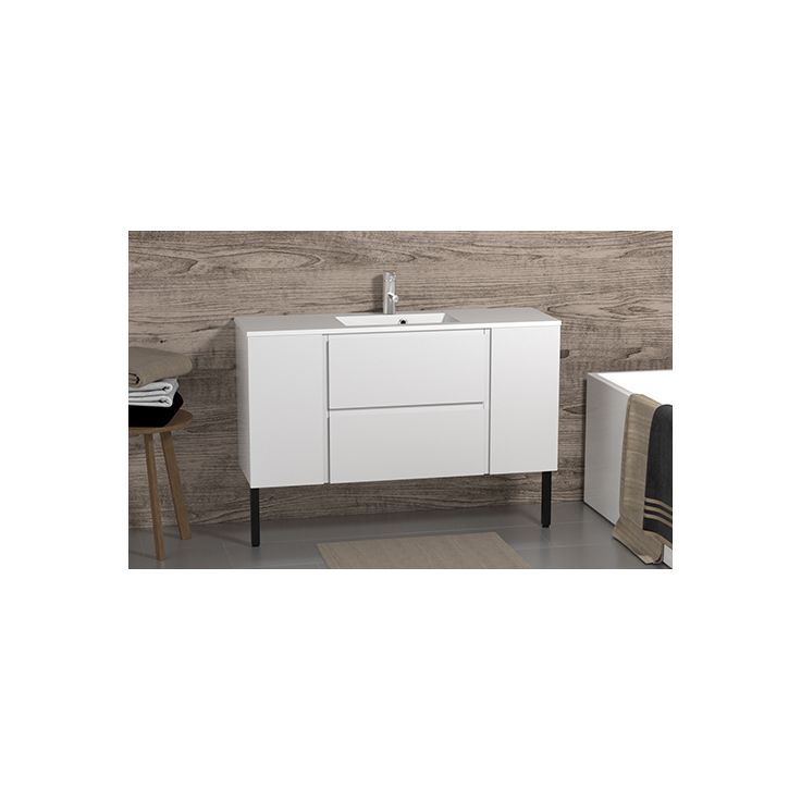 Kylpyhuoneryhmä Otsoson Minimeri 1200, 1200x390mm, valkoinen, vetimetön, laatikostolla ja kahdella sivukaapilla