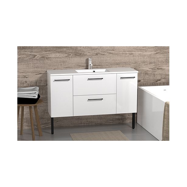 Kylpyhuoneryhmä Otsoson Minimeri 1200, 1200x390mm, valkoinen, laatikostolla ja kahdella sivukaapilla