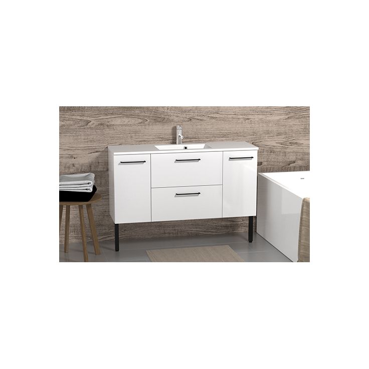 Kylpyhuoneryhmä Otsoson Minimeri 1200, 1200x390mm, valkoinen, laatikostolla ja kahdella sivukaapilla