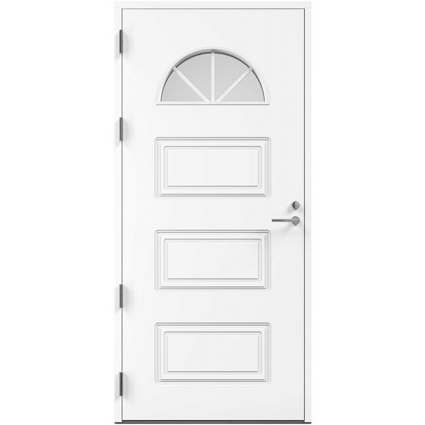 Ulko-ovi Oulux Leinikki 10x21 karmi 115 mm valkoinen crepilasi
