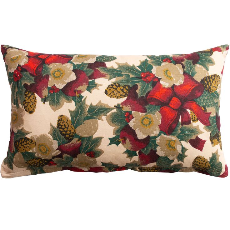 Pillow WINTER FLOWERS 32x50cm, ribbons