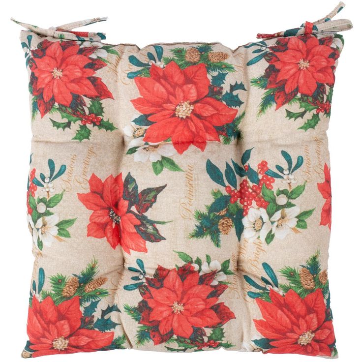 Cushion for chair, WINTER FLOWERS 40x40cm, poinsettia