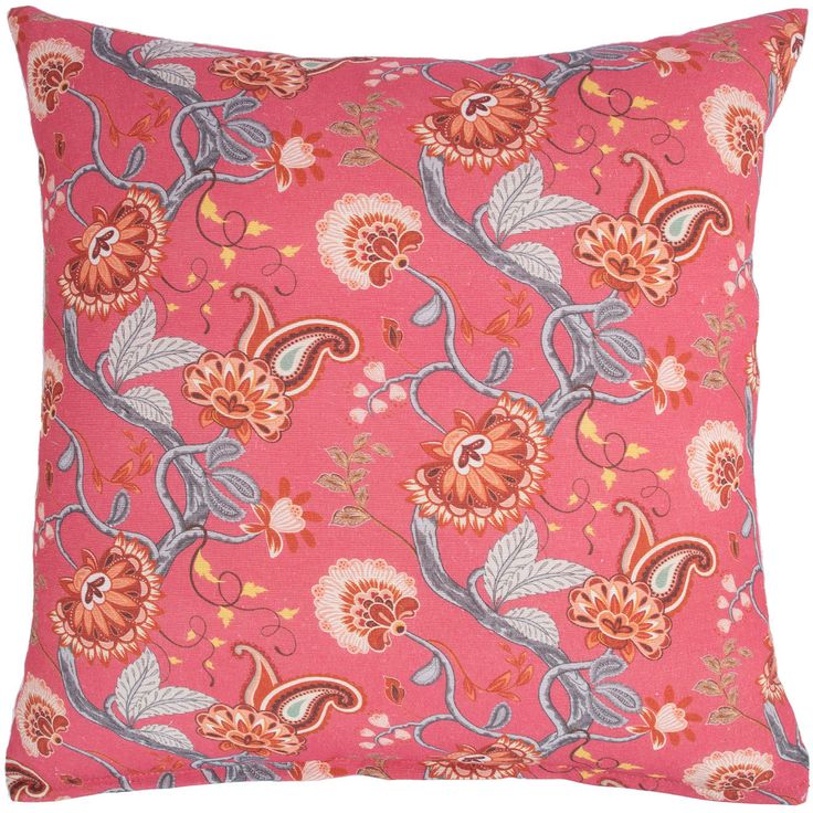 Cushion LONETA 45x45cm, flowers on pink base