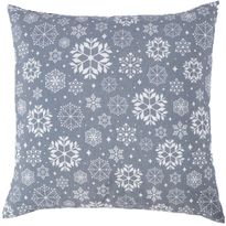 Koristetyyny Home4You WINTER FLOWERS 45x45 cm, lumihiutaleet, harmaa