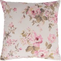 Koristetyyny Home4You HOLLY 45x45 cm, maalatut ruusut, vaaleanpunainen