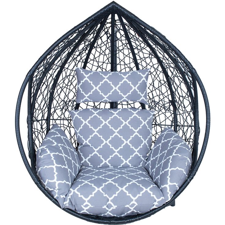 Cushion for hanging chair DROPLET grey rhombus