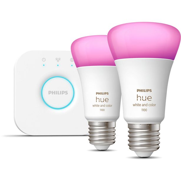 Aloituspakkaus Philips Hue White and Color Ambiance, Hue Bridge ja kaksi lamppua E27