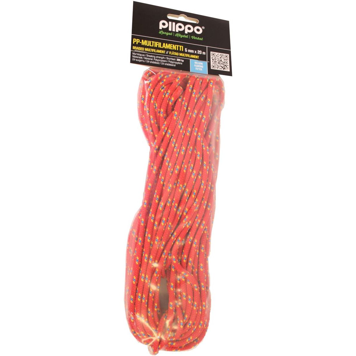 Köysi Piippo palmikoitu PP-multifilament punainen, 5mm x 20m