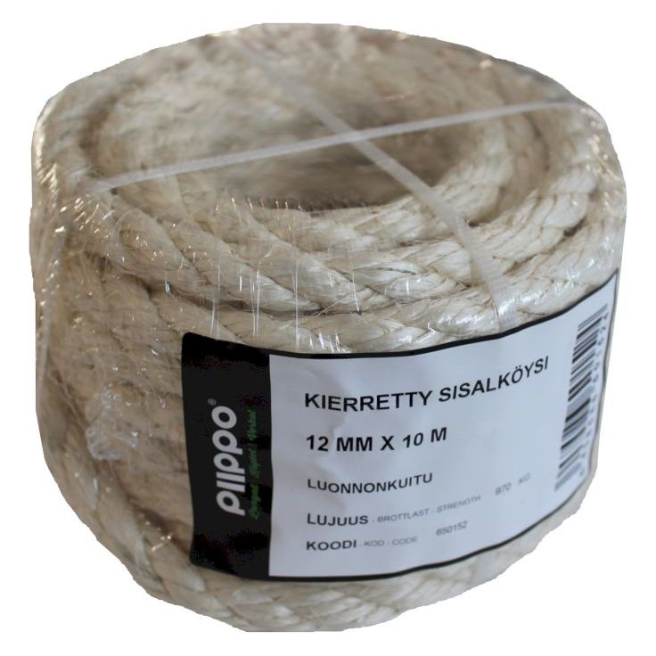 Sisalköysi Piippo kierretty minikieppi, 12mm x 10m