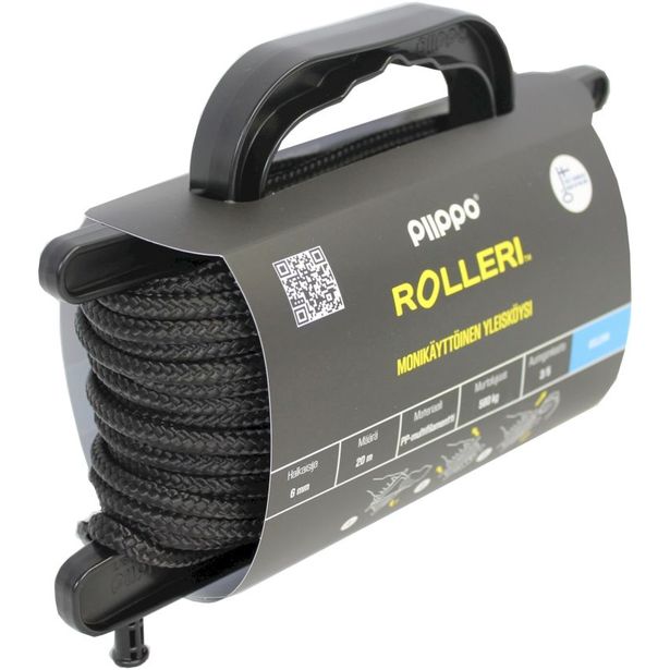 Rolleri Piippo PP-multifilamentti, 6mm x 20m, musta