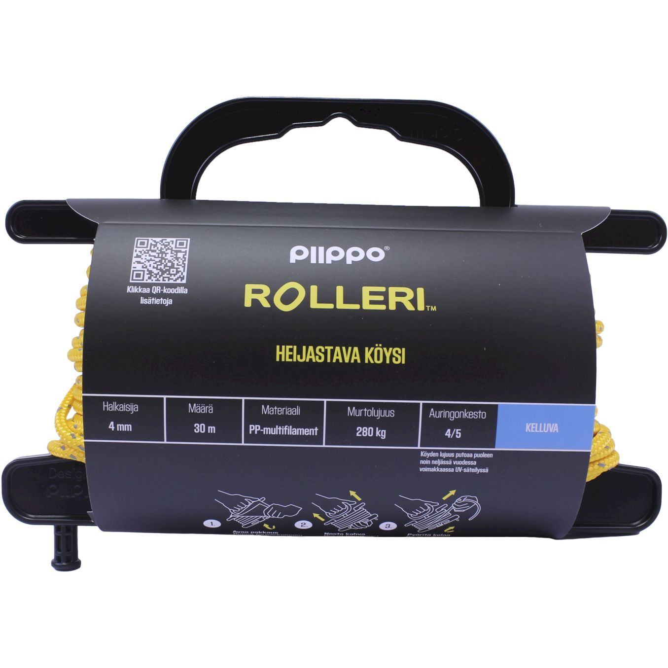 Rolleri Piippo heijastava PP-multifilamentti, 4mm x 30m
