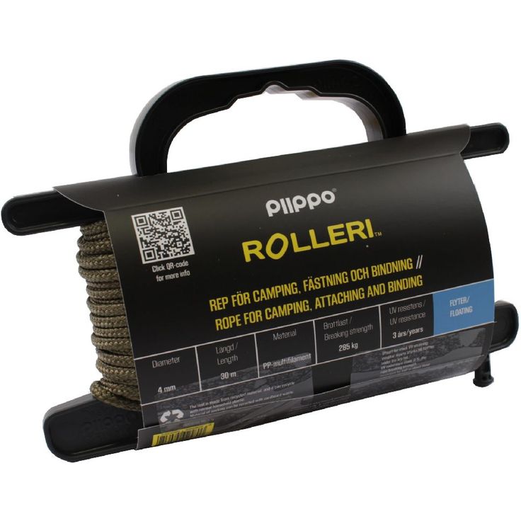 Rolleri Piippo palmikoitu PP-multifilamentti, 4mm x 30m, olive green