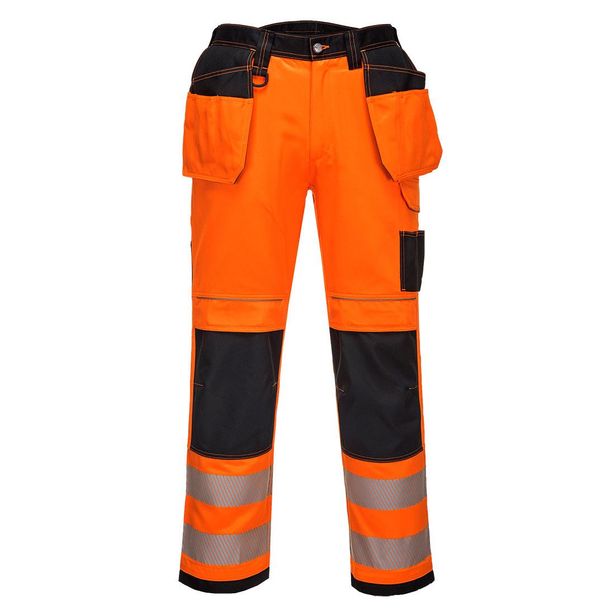 Riipputaskuhuomiohousut Portwest T501 PW3, oranssi/musta