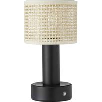 Pöytävalaisin PR Home Tiara, ladattava, Ø13cm, rottinkivarjostin, musta