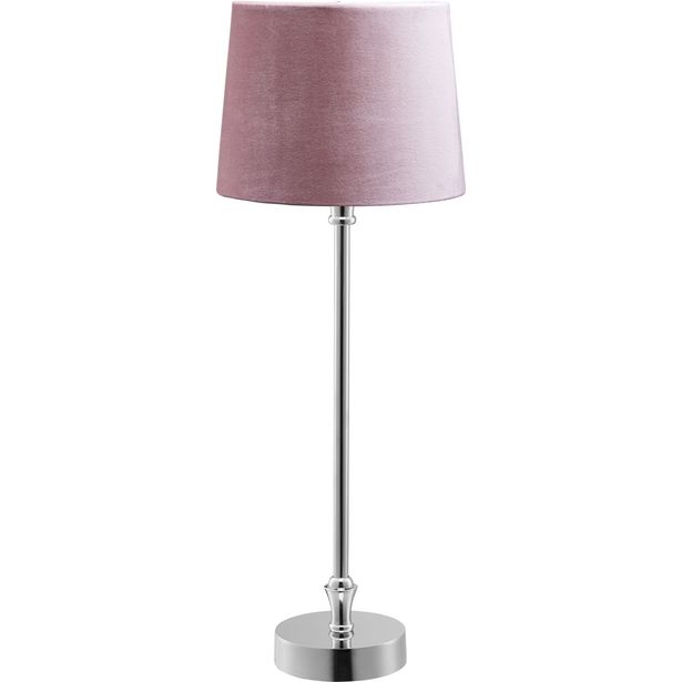 Pöytävalaisin PR Home Liam, 59cm, samettivarjostin, kromi/roosa