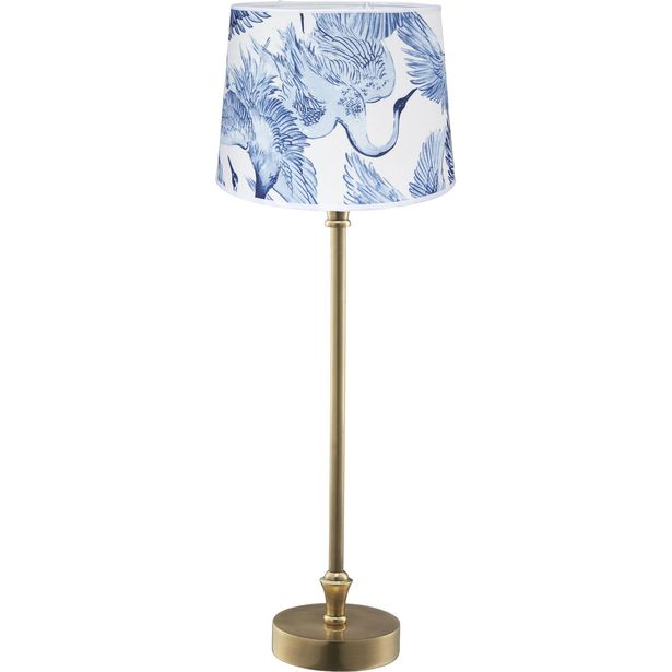 Pöytävalaisin PR Home Liam, 59cm, lintu, messinki/vaaleansininen/valkoinen