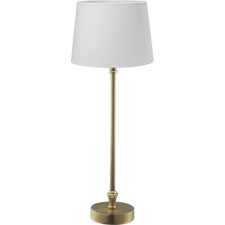 Pöytävalaisin PR Home Liam, 59cm, puuvillavarjostin, messinki/valkoinen