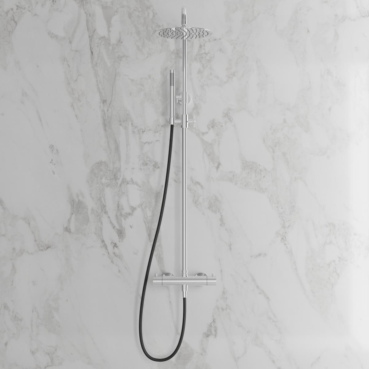 Sadesuihkusetti Scandtap Pleasure 2 Classic, termostaattihanalla, suihkupää ⌀250mm, kiiltävä teräs