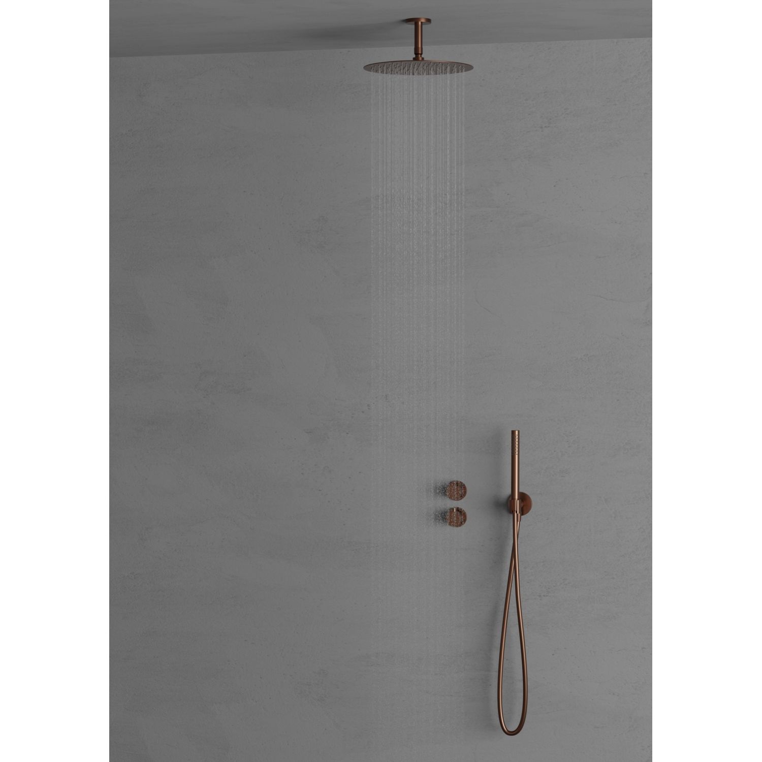 Sadesuihkusetti Scandtap Steel Harmonized 2Y Amber, termostaattihanalla, vettä säästävä, piiloasennus, kupari