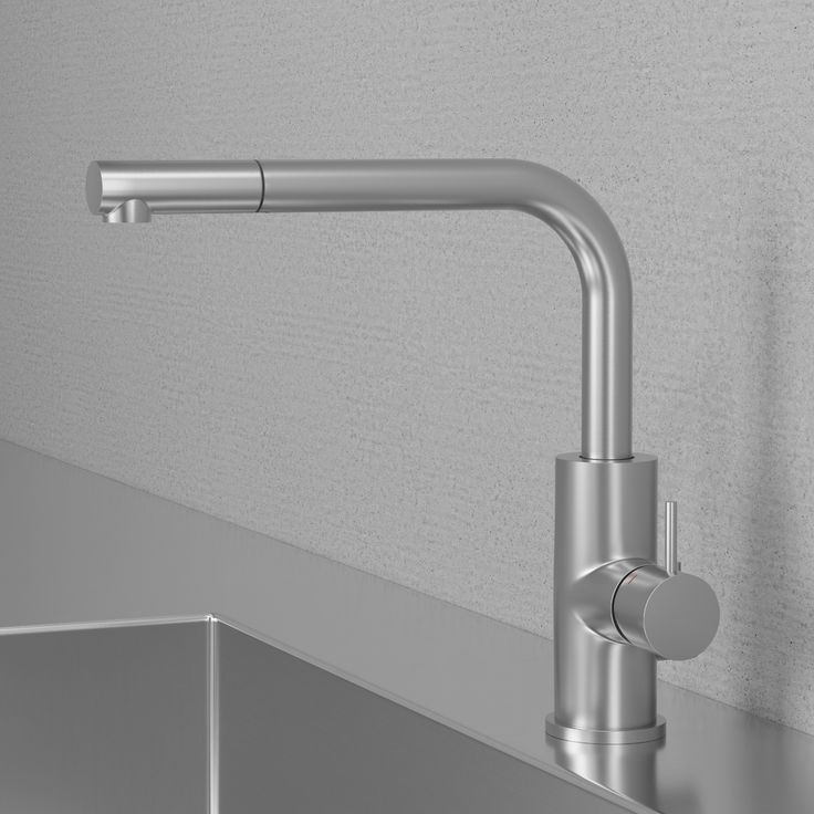 Keittiöhana Scandtap Steel Accent 90 D Original, APK-liitäntä ja ulosvedettävä juoksuputki, ruostumaton teräs