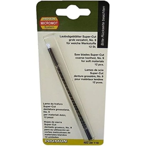Lehtisahanterät Proxxon Super-Cut nro 9 puulle 12kpl