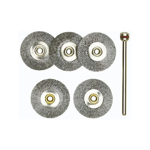 Teräslankaharjasarja Proxxon 28952 – 5 harjaa, Ø 22mm, 2,35mm varsi pyörötyökaluille