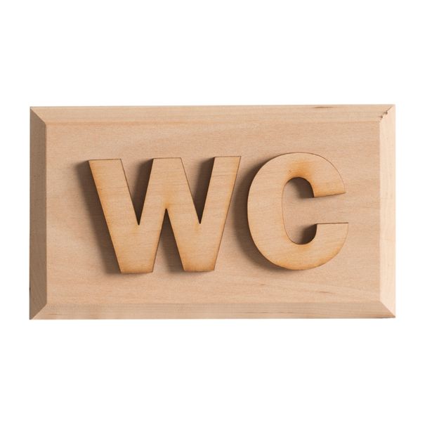 WC-kyltti, 12x7cm, tervaleppää, kohokirjaimet, tarrakiinnitys