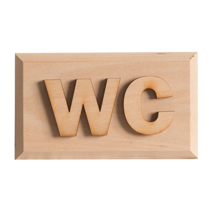 WC-kyltti, 12x7cm, tervaleppää, kohokirjaimet, tarrakiinnitys