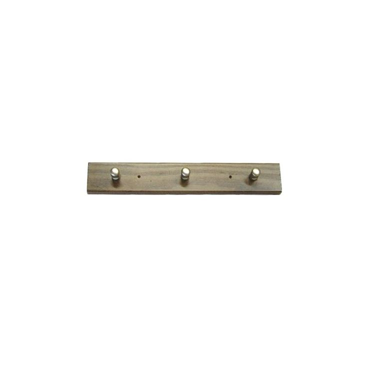 Naulakko, 27cm, pähkinänruskea, mäntyä, 3 metallinuppia