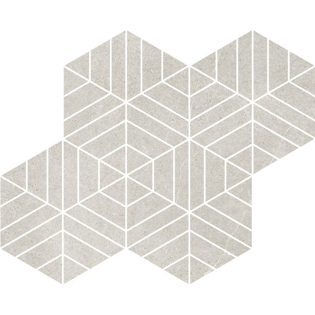 Mosaiikkilaatta Pukkila Ease Esagona T72 Light Grey, matta, sileä