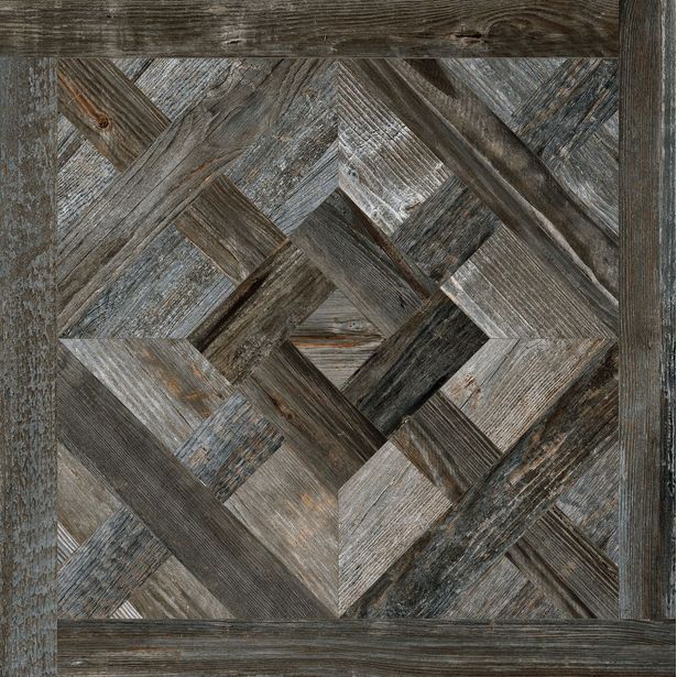 Lattialaatta Pukkila Artwood Blackblue inlay, himmeä, sileä, 598x598mm