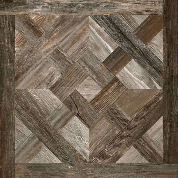 Lattialaatta Pukkila Artwood Multibrown inlay, himmeä, sileä, 598x598mm