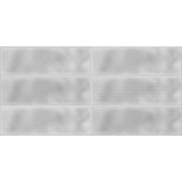 Kuviolaatta Pukkila Soho Light grey, kiiltävä, struktuuri, 297x97mm