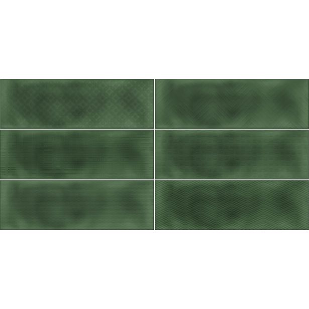 Kuviolaatta Pukkila Soho Green, kiiltävä, struktuuri, 297x97mm