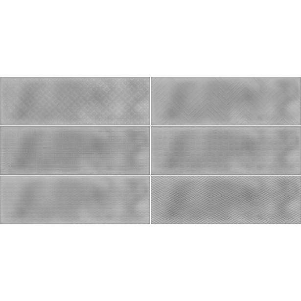 Kuviolaatta Pukkila Soho London fog grey, kiiltävä, struktuuri, 297x97mm