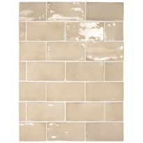 Seinälaatta Pukkila Manacor Beige Argile, kiiltävä, strukturoitu, 7.5x15cm