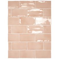 Seinälaatta Pukkila Manacor Blush Pink, kiiltävä, strukturoitu, 7.5x15cm