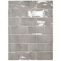 Seinälaatta Pukkila Manacor Mercury Grey, kiiltävä, strukturoitu, 7.5x15cm
