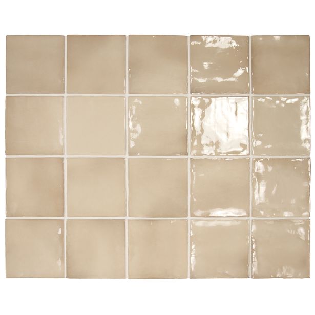 Seinälaatta Pukkila Manacor Beige Argile, kiiltävä, strukturoitu, 10x10cm