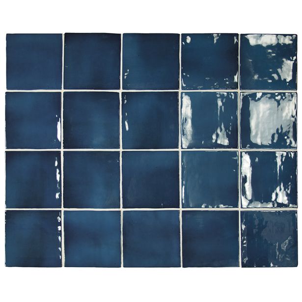Seinälaatta Pukkila Manacor Ocean Blue, kiiltävä, strukturoitu, 10x10cm