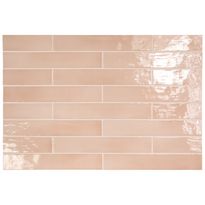 Seinälaatta Pukkila Manacor Blush Pink, kiiltävä, strukturoitu, 6.5x40cm