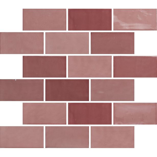 Seinälaatta Pukkila New Zellige Blush, kiiltävä, strukturoitu, 65x130mm