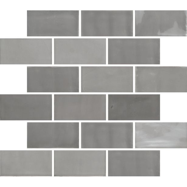 Seinälaatta Pukkila New Zellige Smoke, kiiltävä, strukturoitu, 65x130mm