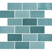 Seinälaatta Pukkila New Zellige Jade, kiiltävä, strukturoitu, 65x130mm