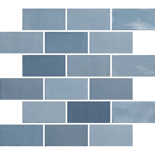 Seinälaatta Pukkila New Zellige Sky, kiiltävä, strukturoitu, 65x130mm